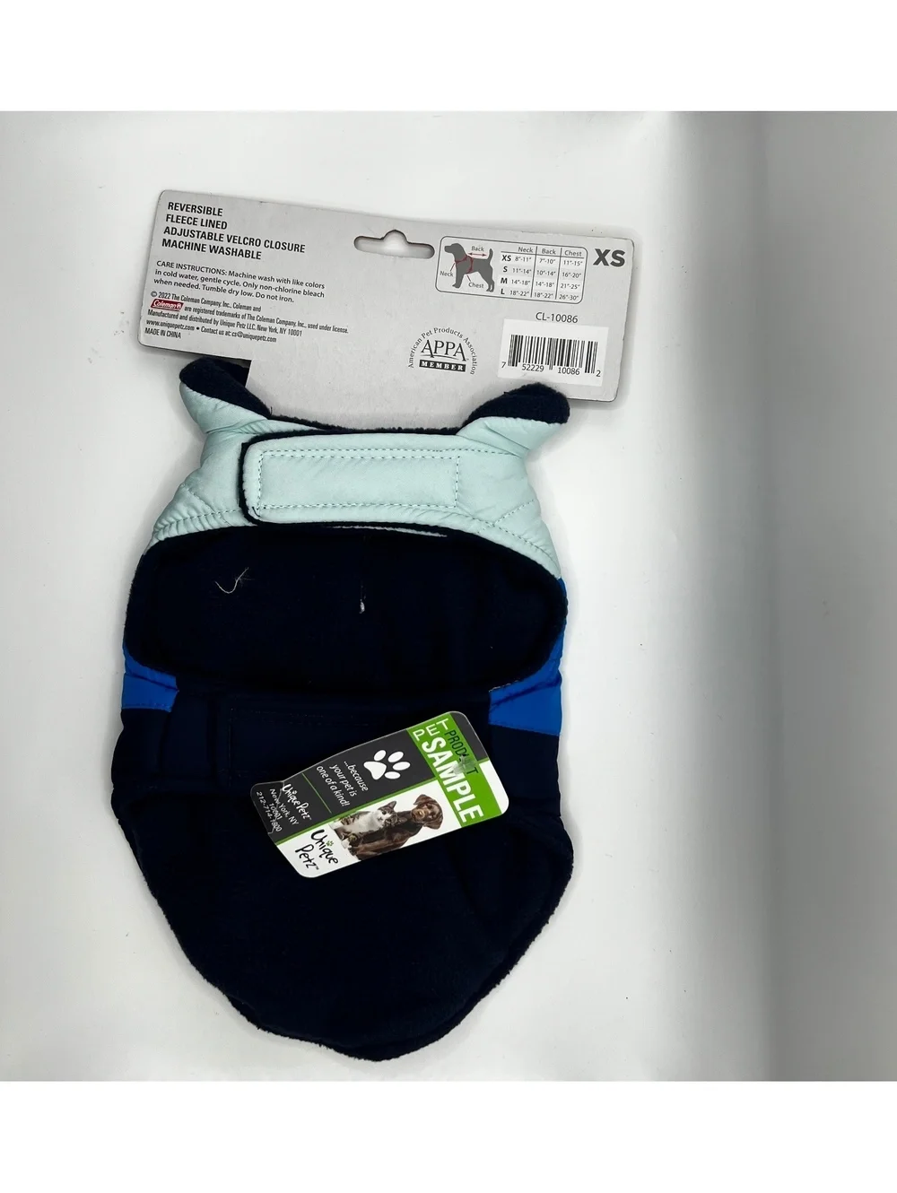 NEW Coleman blue Thick stripes Extra Small Dog Pet Puffer Jacket